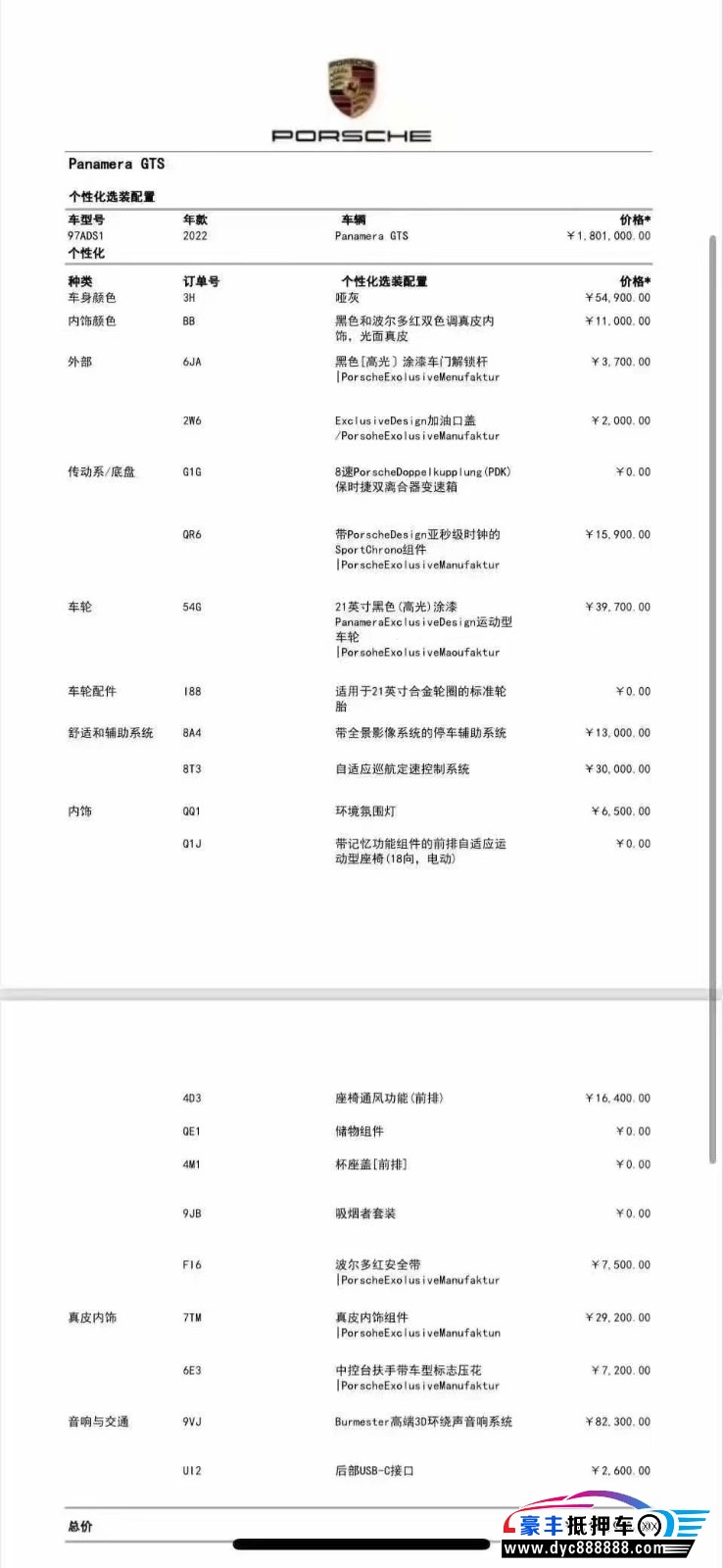 23年保时捷帕纳梅拉轿车抵押车出售